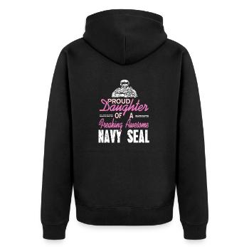 Proud Daughter Of A Freaking Awesome NAVY Seal - Unisex Premium Organic Zip Hoodie - black - Back - Nico (187cm)