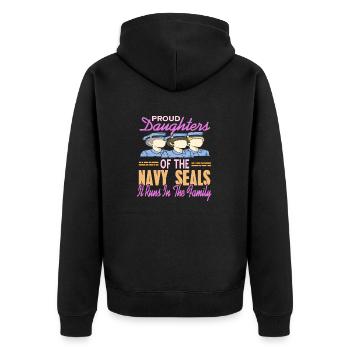 Proud Daughters Of NAVY Seals It Runs In Family - Unisex Premium Organic Zip Hoodie - black - Back - Nico (187cm)