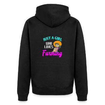 Just A Girl Who Loves Farming Retro Farmer T-Shirt - Unisex Premium Bio Zip Hoodie - Schwarz - Hinten - Nico (187cm)