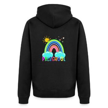 Preschool Funny Colorful Rainbow Back To School - Unisex Premium Organic Zip Hoodie - black - Back - Nico (187cm)