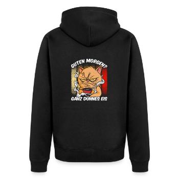 Morgenmuffel - Guten Morgen Ganz Dünnes Eis - Unisex Premium Bio Zip Hoodie - Schwarz - Hinten - Nico (187cm)