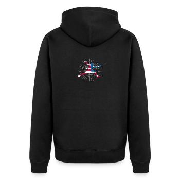 Amerikanische Flagge Fechter T-Shirt Fechten Säbel - Unisex Premium Bio Zip Hoodie - Schwarz - Hinten - Nico (187cm)