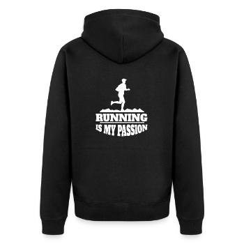 jogger running cardio training fit jogging race - Unisex Premium Organic Zip Hoodie - black - Back - Nico (187cm)