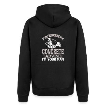 Looking For Concrete Advice I'm Your Man Retro - Unisex Premium Organic Zip Hoodie - black - Back - Nico (187cm)