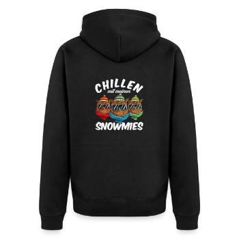 hanging with my snowmies - Unisex Premium Bio Zip Hoodie - Schwarz - Hinten - Nico (187cm)