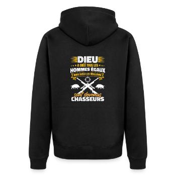 Chasse au sanglier amusant Chasseur humour - Veste à capuche bio Premium Unisexe - noir - Dos - Nico (187cm)