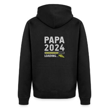 Schwangerschaft Werdende Eltern Geschenk Papa 2024 - Unisex Premium Bio Zip Hoodie - Schwarz - Hinten - Nico (187cm)