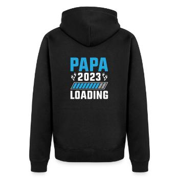 Cadeau des futurs parents de grossesse Papa 2023 - Veste à capuche bio Premium Unisexe - noir - Dos - Nico (187cm)