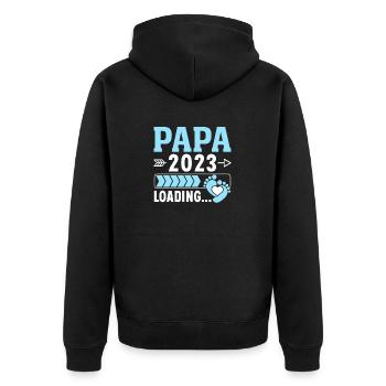 Cadeau des futurs parents de grossesse Papa 2023 - Veste à capuche bio Premium Unisexe - noir - Dos - Nico (187cm)