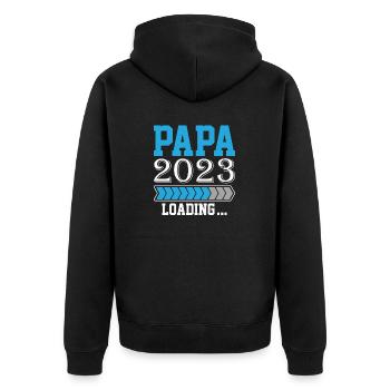 Cadeau des futurs parents de grossesse Papa 2023 - Veste à capuche bio Premium Unisexe - noir - Dos - Nico (187cm)