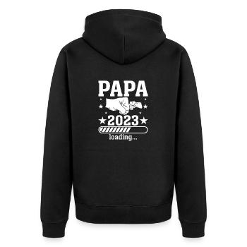 Cadeau des futurs parents de grossesse Papa 2023 - Veste à capuche bio Premium Unisexe - noir - Dos - Nico (187cm)