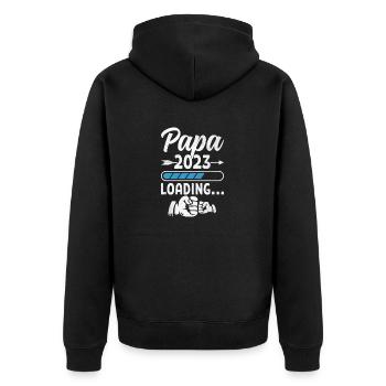 Cadeau des futurs parents de grossesse Papa 2023 - Veste à capuche bio Premium Unisexe - noir - Dos - Nico (187cm)
