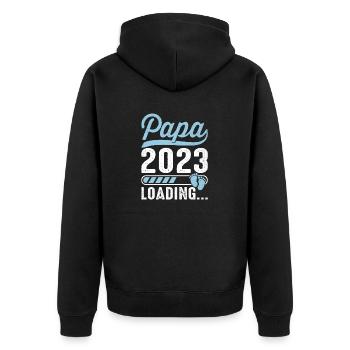 Grossesse Futur Parent Cadeau Papa 2023 - Veste à capuche bio Premium Unisexe - noir - Dos - Nico (187cm)