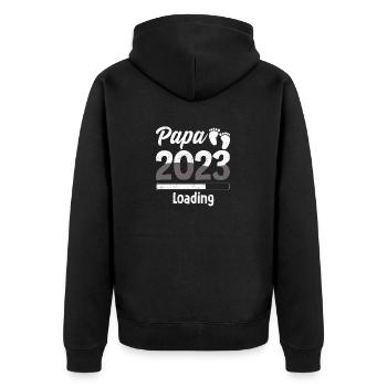 Cadeau des futurs parents de grossesse Papa 2023 - Veste à capuche bio Premium Unisexe - noir - Dos - Nico (187cm)