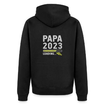 Cadeau des futurs parents de grossesse Papa 2023 - Veste à capuche bio Premium Unisexe - noir - Dos - Nico (187cm)