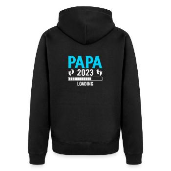 Grossesse Futur Parent Cadeau Papa 2023 - Veste à capuche bio Premium Unisexe - noir - Dos - Nico (187cm)