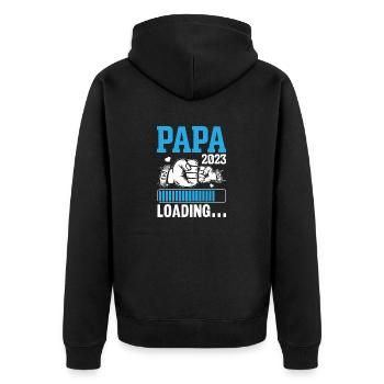 Cadeau des futurs parents de grossesse Papa 2023 - Veste à capuche bio Premium Unisexe - noir - Dos - Nico (187cm)
