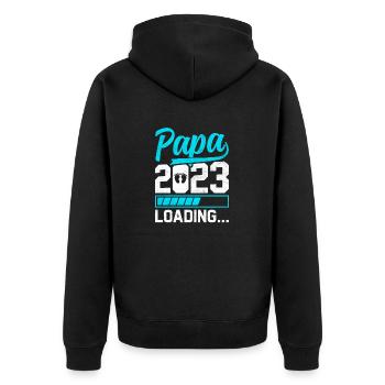 Cadeau des futurs parents de grossesse Papa 2023 - Veste à capuche bio Premium Unisexe - noir - Dos - Nico (187cm)