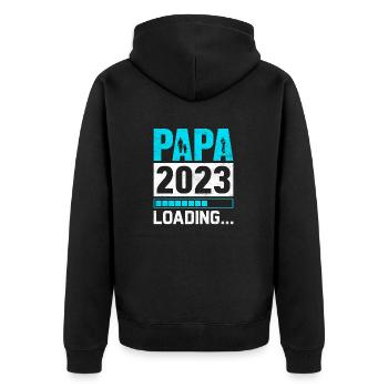 Grossesse Futur Parent Cadeau Papa 2023 - Veste à capuche bio Premium Unisexe - noir - Dos - Nico (187cm)
