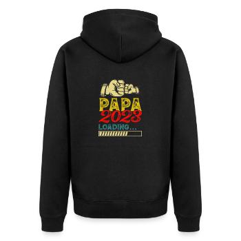 Cadeau des futurs parents de grossesse Papa 2023 - Veste à capuche bio Premium Unisexe - noir - Dos - Nico (187cm)