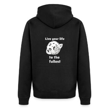Live Your Life To The Fullest Retro Space Designs - Unisex Premium Bio Zip Hoodie - Schwarz - Hinten - Nico (187cm)