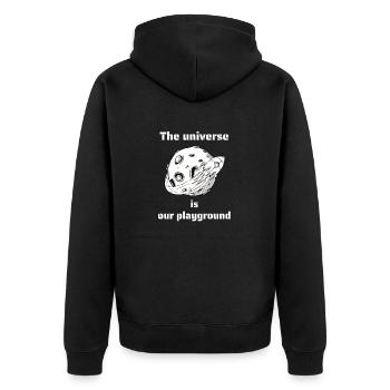 The Universe Is Our Playground Retro Space - Unisex Premium Bio Zip Hoodie - Schwarz - Hinten - Nico (187cm)