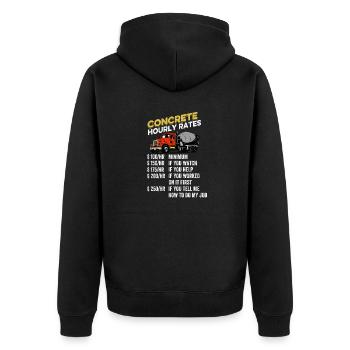 Concrete Finisher Worker Gift Cement Mixer Truck - Unisex Premium Organic Zip Hoodie - black - Back - Nico (187cm)