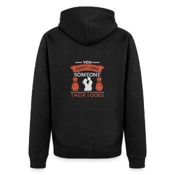 DU LIEBST NIEMANDEN SEIN AUSSEHEN - Unisex Premium Bio Zip Hoodie - Schwarz - Hinten - Nico (187cm)