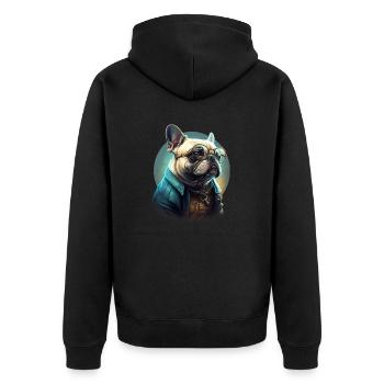 Culture pop bouledogue française avec lunettes de soleil - Veste à capuche bio Premium Unisexe - noir - Dos - Nico (187cm)