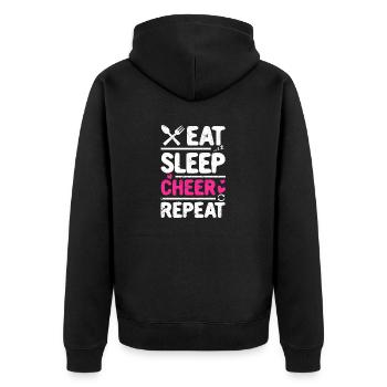 Eat Sleep Cheer Repeat Funny Cheerleader Cheering - Unisex Premium Bio Zip Hoodie - Schwarz - Hinten - Nico (187cm)