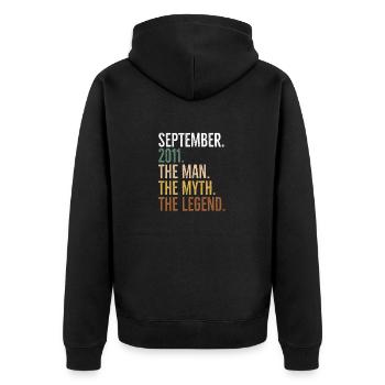 September 2011 The Man The Myth The Legend - Unisex Premium Organic Zip Hoodie - black - Back - Nico (187cm)