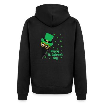 Funny cat st patrick's day saint paddy's saint pat - Unisex Premium Organic Zip Hoodie - black - Back - Nico (187cm)