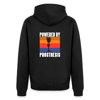 Powered By Prosthesis Retro Prosthetic Leg Designs - Unisex Premium Organic Zip Hoodie - black - Back - Nico (187cm)