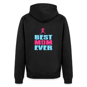 Best MOM Ever Cool Retro Prosthesis Mother T-Shirt - Unisex Premium Organic Zip Hoodie - black - Back - Nico (187cm)