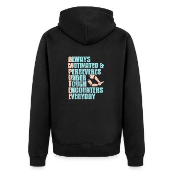Awesome Meaning Of An AMPUTEE Prosthesis T-Shirt - Unisex Premium Bio Zip Hoodie - Schwarz - Hinten - Nico (187cm)