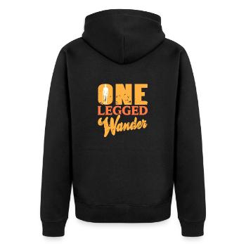 One Legged Wonder Retro Funny Prosthesis Designs - Unisex Premium Organic Zip Hoodie - black - Back - Nico (187cm)