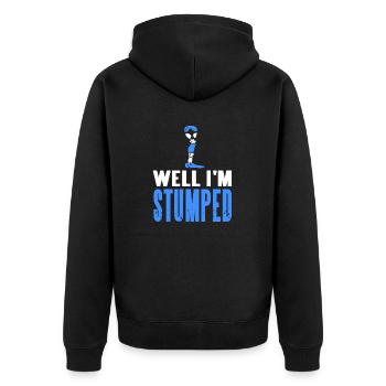 Well I'm Stumped Retro Funny Prosthesis T-Shirt - Unisex Premium Organic Zip Hoodie - black - Back - Nico (187cm)