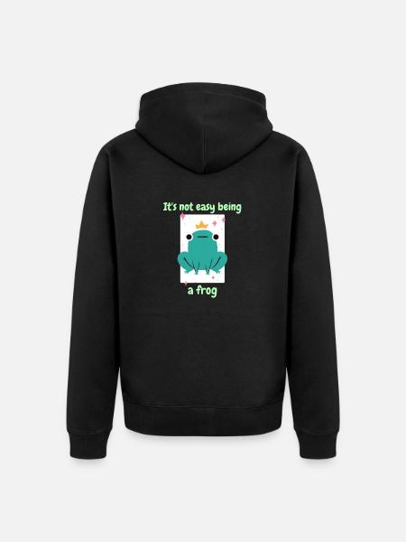 Non è facile essere una rana Disegni divertenti di rane carine - Felpa con cappuccio ecologica premium unisex - nero