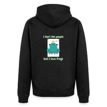 Je n’aime pas les gens mais j’aime les grenouilles mignonnes grenouille - Veste à capuche bio Premium Unisexe - noir - Dos - Nico (187cm)
