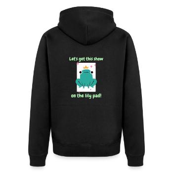 Let's Get This Show On The Lily Pad! Cute Frog - Unisex Premium Bio Zip Hoodie - Schwarz - Hinten - Nico (187cm)