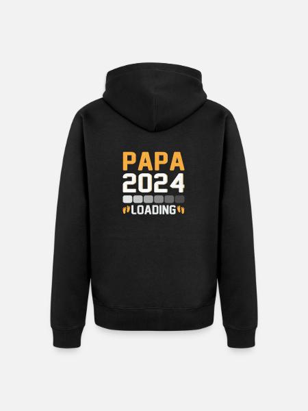 Pregnancy Parents-to-Be Gift Papa 2024 - Unisex Premium Organic Zip Hoodie - black