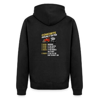 Concrete Finisher Worker Gift Cement Mixer Truck - Unisex Premium Organic Zip Hoodie - black - Back - Nico (187cm)