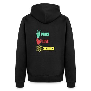 Peace Love Science Retro Science Teacher Designs - Unisex Premium Bio Zip Hoodie - Schwarz - Hinten - Nico (187cm)