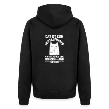Das ist kein Mittelfinger Einhorn - Unisex Premium Bio Zip Hoodie - Schwarz - Hinten - Nico (187cm)