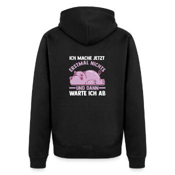 Ich Mach Jetzt Erstmal Nichts Nilpferd - Unisex Premium Bio Zip Hoodie - Schwarz - Hinten - Nico (187cm)