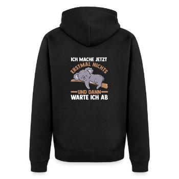 Ich Mach Jetzt Erstmal Nichts Koala - Unisex Premium Bio Zip Hoodie - Schwarz - Hinten - Nico (187cm)