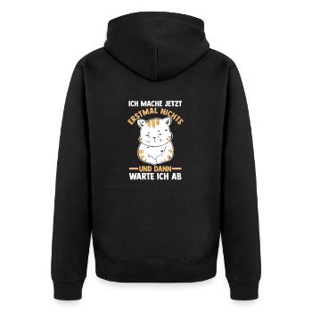 Ich Mach Jetzt Erstmal Nichts Katze - Unisex Premium Bio Zip Hoodie - Schwarz - Hinten - Nico (187cm)