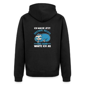 Ich Mach Jetzt Erstmal Nichts Faultier - Unisex Premium Bio Zip Hoodie - Schwarz - Hinten - Nico (187cm)