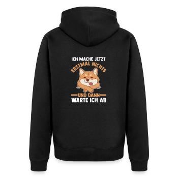 Ich Mach Jetzt Erstmal Nichts Hund - Unisex Premium Bio Zip Hoodie - Schwarz - Hinten - Nico (187cm)