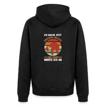 Ich Mach Jetzt Erstmal Nichts Faultier - Unisex Premium Bio Zip Hoodie - Schwarz - Hinten - Nico (187cm)